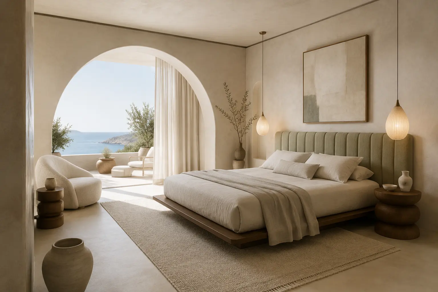 Dormitorio sereno con vistas al mar